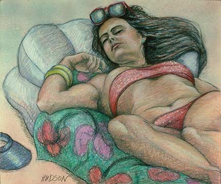 Realistic figure drawings, reclining figure.