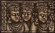 Borobudur temple relief figures prints.