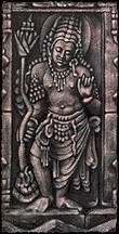 Prambanan Hindu human figure sculpture art.