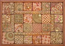 Relief art mosaic, contemporary assemblage..