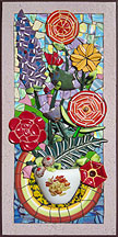 Floral mosaic art, contemporary mosaics.