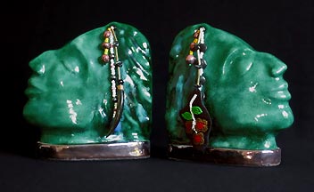 Unusual sculpture book ends, bookends.