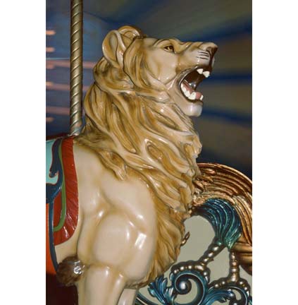 Carousel animals, lions, lion.